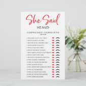 Einfach sagte sie, er sagte Brautparty Party Game (Stehend Vorderseite)