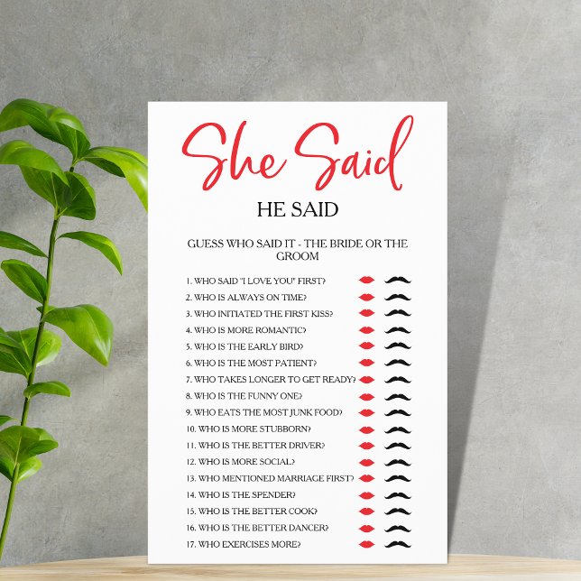 Einfach sagte sie, er sagte Brautparty Party Game (Von Creator hochgeladen)