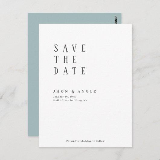 Einfach sauber minimalmodern Save the Date Postkarte (Vorne/Hinten)