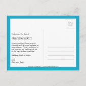 Einfach Save the Date angeheftet Postkarte (Türkis (Rückseite)