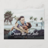 Einfach Save the Date Elegantes Script Foto Modern Postkarte (Vorderseite)