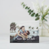 Einfach Save the Date Elegantes Script Foto Modern Postkarte (Stehend Vorderseite)