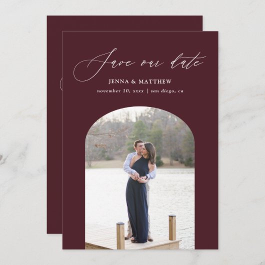 Einfach Save the Date Kartenwein (Vorne/Hinten)