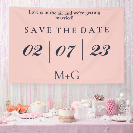 EINFACH SAVE THE DATE OXFORD BLAU UND BABYPINK BANNER (Party)