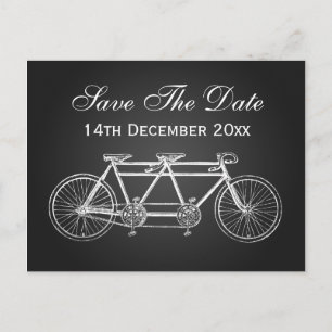 Einfach Save the Date Tandem Bike Black Ankündigungspostkarte