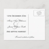 Einfach Save the Date Tandem Bike Black Ankündigungspostkarte (Rückseite)