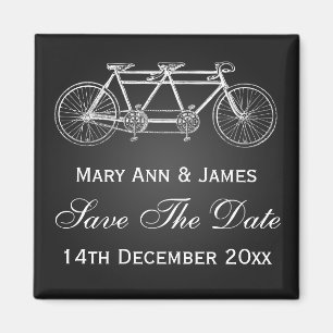 Einfach Save The Date Tandem Fahrrad Schwarz Magnet