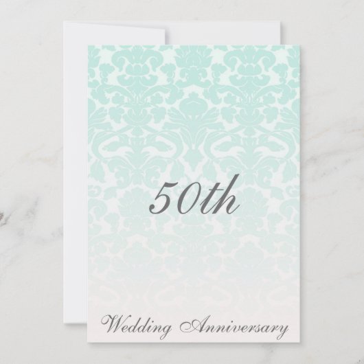 Einfach schick Mint Damask Hochzeitsjubiläum Einladung (Vorderseite)