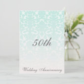 Einfach schick Mint Damask Hochzeitsjubiläum Einladung (Stehend Vorderseite)