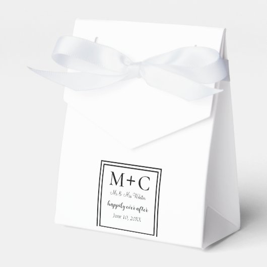 Einfach schick Schwarz & Weiß Hochzeit Geschenkschachtel (Vorderseite)
