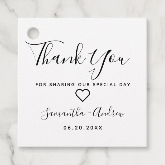 Einfach schick Schwarz-weiß, modern bedanken Sie s Geschenkanhänger (Vorderseite)