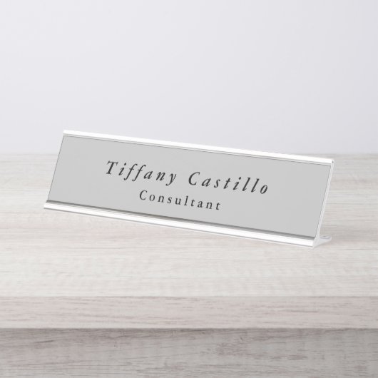 Einfach Schlicht Elegant Minimalistisch Modernes G Schreibtischnamensplakette (Vorderseite )