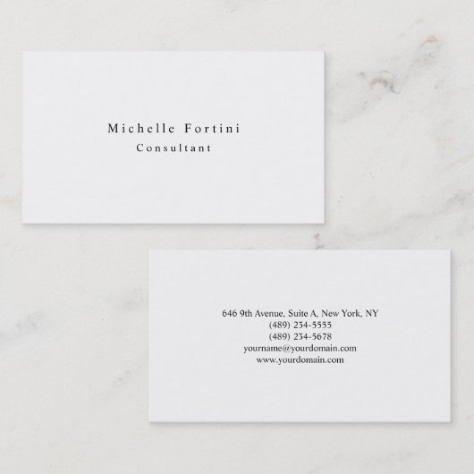 Einfach Schlicht Elegant Weiß Minimalistisch Moder Visitenkarte (Vorne/Hinten)