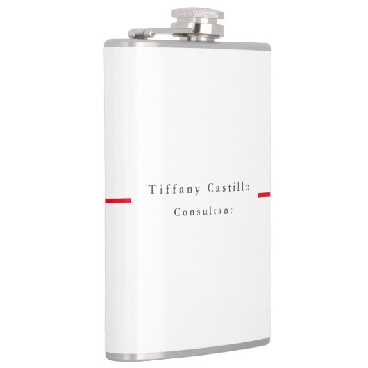 Einfach Schlicht Elegantes Rotes Weiß Minimalistis Flachmann (Rechts)