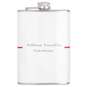 Einfach Schlicht Elegantes Rotes Weiß Minimalistis Flachmann (Vorderseite)