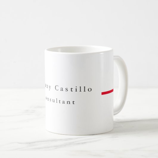 Einfach Schlicht Elegantes Rotes Weiß Minimalistis Kaffeetasse (VorderseiteRechts)