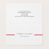 Einfach Schlicht Elegantes Rotes Weiß Minimalistis Visitenkarten (Außenseite Aufgefaltet)