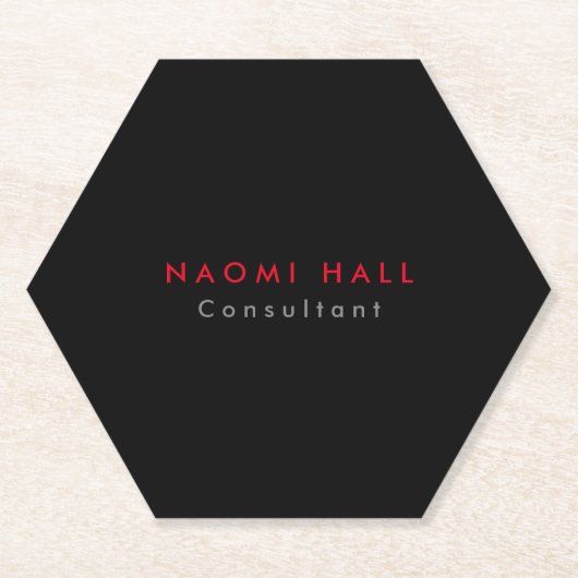 Einfach Schlicht Elegantes Schwarzes Rot Minimalis Untersetzer (Vorderseite)