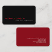 Einfach Schlicht Elegantes Schwarzes Rot Minimalis Visitenkarte (Vorne/Hinten)