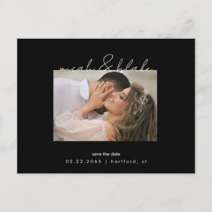 Einfach & schlicht Foto Schwarze Hochzeit Termin v Postkarte