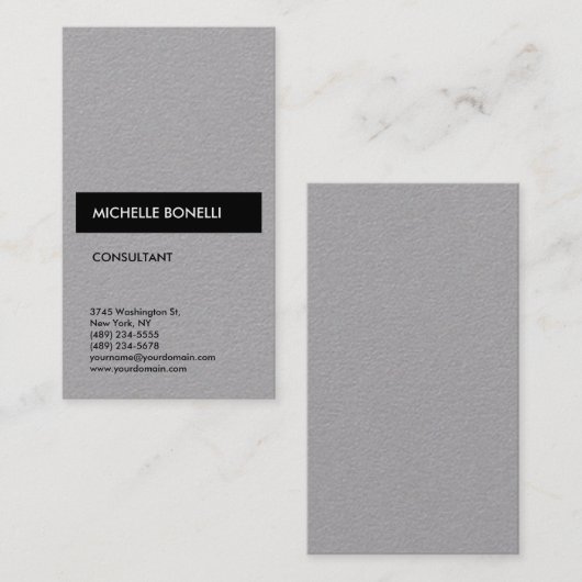 Einfach Schlicht Grau Schwarz Trendy Moderne Minim Visitenkarte (Vorne/Hinten)