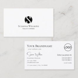 Einfach Schlicht mit Monogram und Logo Classic Visitenkarte