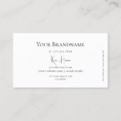 Einfach Schlicht Schwarz und Weiß mit Monogram Cla Visitenkarte (Rückseite)