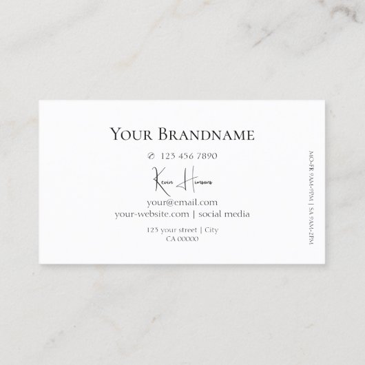 Einfach Schlicht Schwarz und Weiß mit Monogram Cla Visitenkarte (Rückseite)