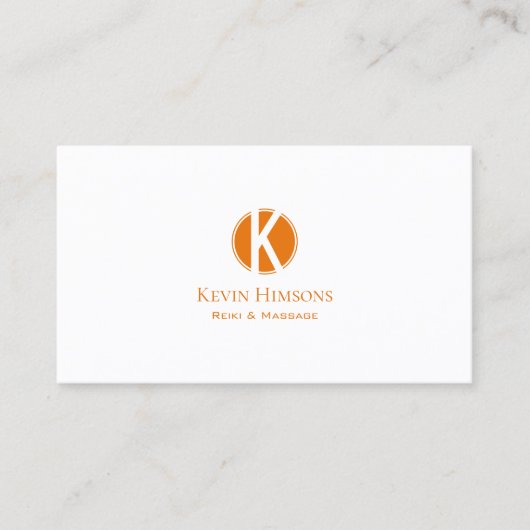 Einfach Schlicht Weiß und Orange mit Monogram Mode Visitenkarte (Vorderseite)