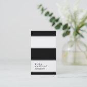 Einfach Schlichter, Schwarz-weiß gestreifter Trend Visitenkarte (Stehend Vorderseite)