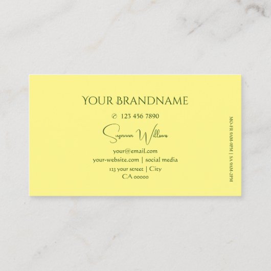 Einfach Schlichtes hellgelbes Gelb mit Monogram Cl Visitenkarte (Rückseite)