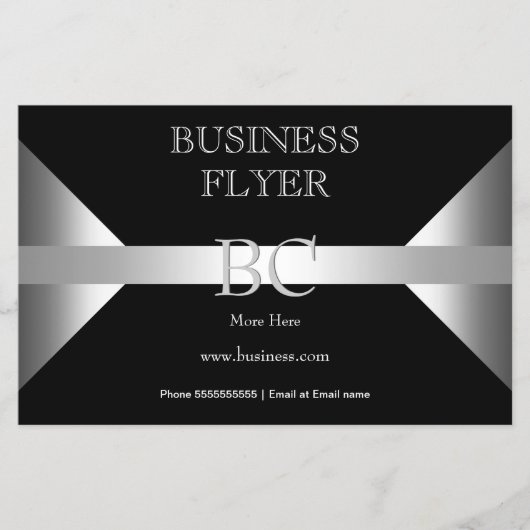 Einfach schlichtes Silber Schwarz Weiß Monogramm 4 Flyer (Vorne)