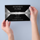 Einfach schlichtes Silber Schwarz Weiß Monogramm 4 Flyer (Handgriff)