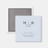 Einfach & schlichtes staubblaues Monogramm Save th Magnet (Vorderseite/Rückseite)