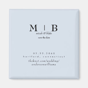 Einfach & schlichtes staubblaues Monogramm Save th Magnet