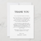 Einfach Schlichtes Weiß mit Foto Hochzeit Dankeskarte (Rückseite)