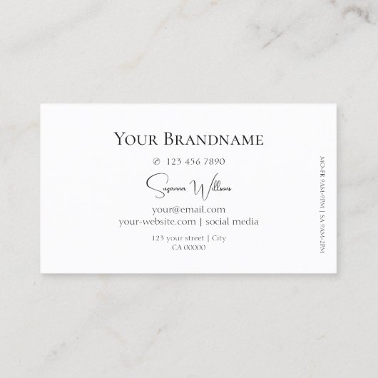 Einfach Schlichtes Weiß mit schick schwarzem Point Visitenkarte (Rückseite)