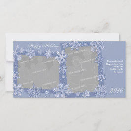 Einfach Schneeflocken Personalisierte Doppelfotoka Feiertagskarte