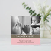 Einfach schön - 3 Fotos Geburtshinkundigung Ankündigung (Stehend Vorderseite)