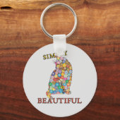 Einfach schöne farbenfrohe Blume Cat Liebe Schlüsselanhänger (Vorderseite)