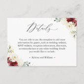 Einfach schöne Rot-Elfenbein-Blumendetails Begleitkarte (Vorderseite)