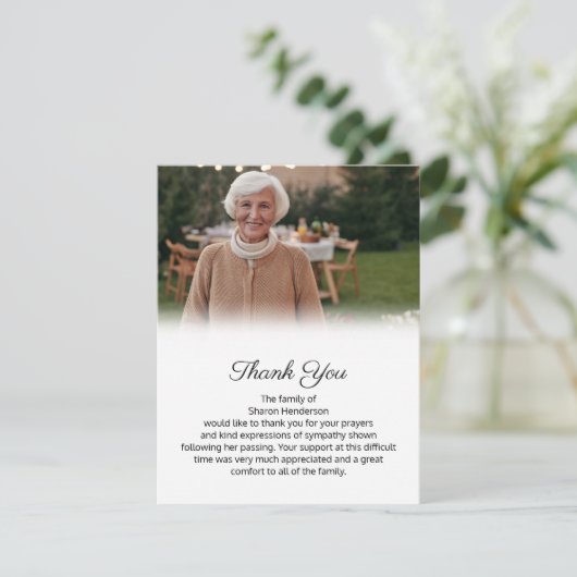 Einfach schönes Foto Beerdigung Danke (Stehend Vorderseite)