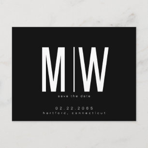 Einfach & schwach Lg. Monogramm Schwarz Save the D Postkarte