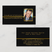 Einfach schwarz | Gold Beruflich Consulting Foto Visitenkarte (Vorne/Hinten)