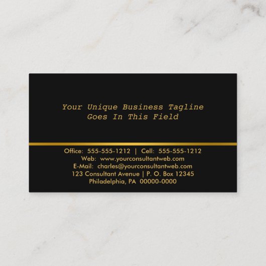 Einfach schwarz | Gold Beruflich Consulting Foto Visitenkarte (Rückseite)