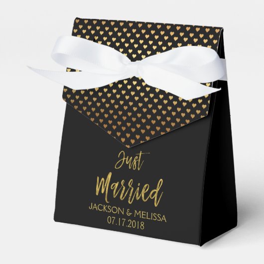 Einfach Schwarz & Gold Foil mit Herz verheiratet Geschenkschachtel (Vorderseite)