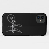 EINFACH, SCHWARZ, GRATIS IHR MONOGRAM IHREN NAMEN Case-Mate iPhone HÜLLE (Rückseite (Horizontal))