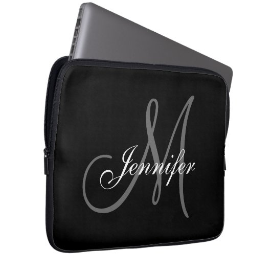 EINFACH, SCHWARZ, GRATIS IHR MONOGRAM IHREN NAMEN LAPTOPSCHUTZHÜLLE (Vorne Rechts)