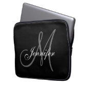 EINFACH, SCHWARZ, GRATIS IHR MONOGRAM IHREN NAMEN LAPTOPSCHUTZHÜLLE (Vorderseite Links)