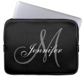 EINFACH, SCHWARZ, GRATIS IHR MONOGRAM IHREN NAMEN LAPTOPSCHUTZHÜLLE (Vorderseite)